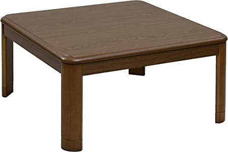 [山善] 家具調 こたつ テーブル 正方形 幅80cm 一人暮らし (フラットヒーター) (高さ2段階調節) (リモコン付き) 天然木 継脚 メープルブラウン GKF-MDN801HR